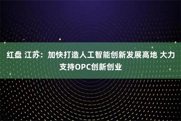 红盘 江苏：加快打造人工智能创新发展高地 大力支持OPC创新创业