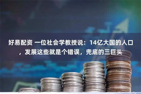 好易配资 一位社会学教授说：14亿大国的人口，发展这些就是个错误，兜底的三巨头